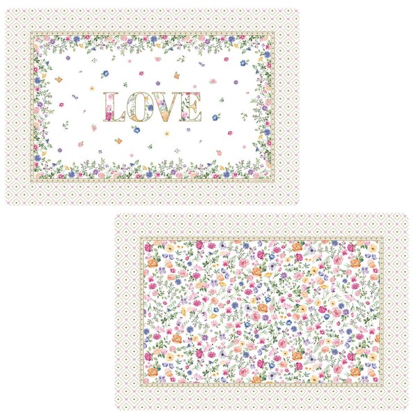 6Er Set Platzsets Mon Amour Herzen & Blumendoppelseitig 45X30Cm Easy Life-image