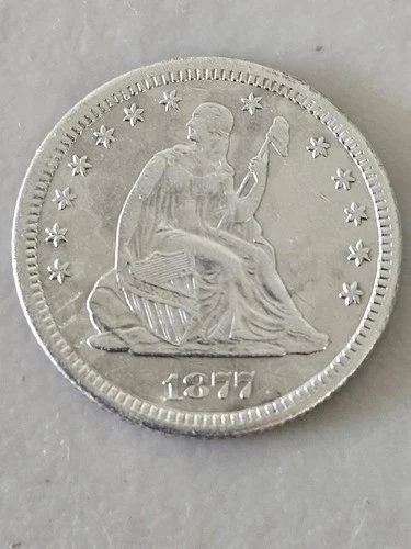 1877 Carson City, Seated Liberty Quarter AU Details