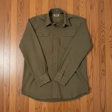 Wrangler Mens Western Workwear Shirt Brown Chest Pockets Size M Cowboy Ranch