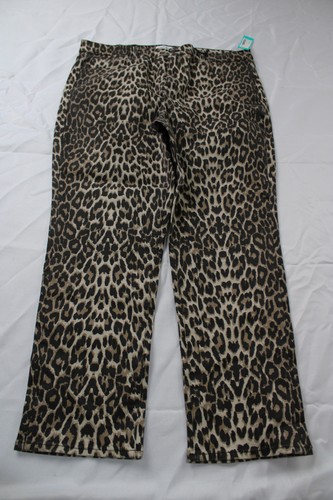 Studio Blue Women's Luna High Rise Slim Straight Jeans EH6 Leopard Size 16W NWT
