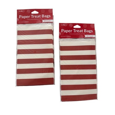 Creative Converting Red White Striped Paper Treat Bags Party Favors 7.75x4.5''