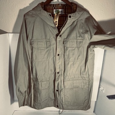 Vintage Renegade Hooded Jacket Men s Large Tan Plaid Water Repellant USA Made