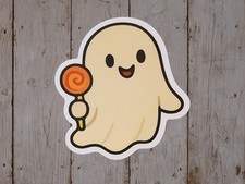 Cute Happy Ghost Halloween Sticker for Tumblers, Scrapbooking  More, Waterproof