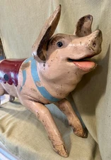 French Antique Folk Art Carousel Pig By Alfred Chanvin 