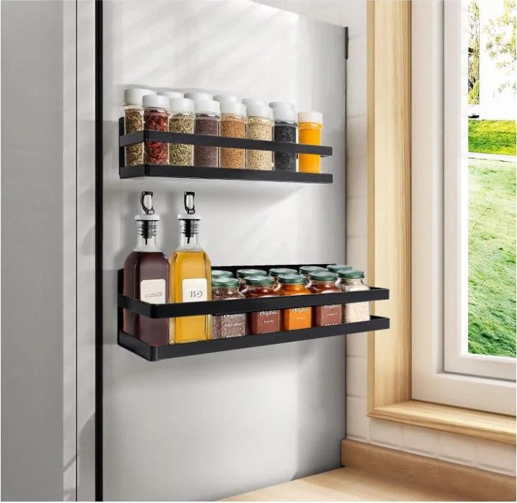 2-PC Large Magnetic Spice Rack,Strong Moveable Fridge/Kitchen Organizer for Jars