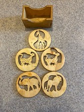 Handmade Wooden African Animal Coasters from Uganda set of 5