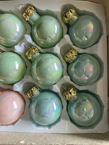 Rare, Vintage 1987, Pink, Teal, Green Mini Baubles Xmas Ornaments By Current. - Picture 7 of 11