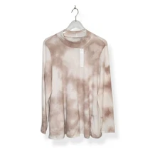 NWT LOGO by Lori Goldstein Tan White Tie Dye Waffle Knit Long Sleeve Shirt XL