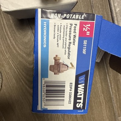Watts 0386422 SB1156F 1/2 Bronze High Capacity Feed Water Pressure Regulator