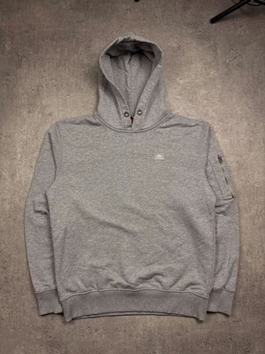 Alpha Industries Gray Pullover Hoodie With Zippered Sleeve Pocket & Drawstring H