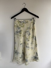 BCBG MAXAZRIA Floral Ivory Green Blue Skirt Ivory Size 4
