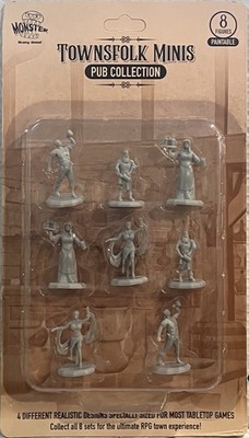 Monster - Townsfolk Minis - PUB Collection - 8 PAINTABLE 2'' Figures - New!