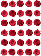 30 Red Roses Single Rose Edible Rice Wafer Paper Cupcake Toppers Cake Decoration