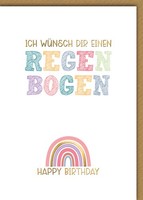 Geburtstag - Karte Mit Umschlag - Regenbogen - Plastikfrei - Unverpackt