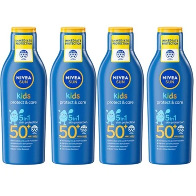 4 x Nivea Sun Kids Protect & Care Sun Cream Lotion SPF 50+ 200ml