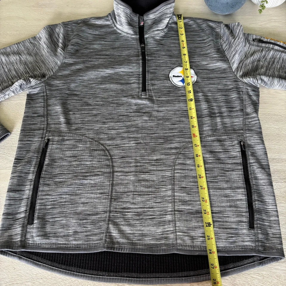 Pittsburgh Steelers Gray Pullover Jacket Quarter Zip NFL Football Mens Sz L - Image 4 of 4