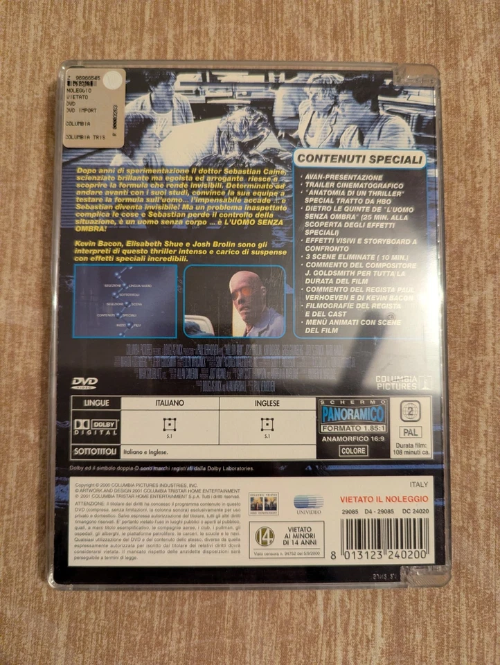 Dvd Jewel Case - Uomo Senza Ombra (L') 2000 - Columbia Tristar - Come Nuovo - Immagine 2 di 3