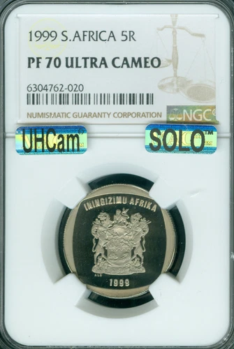 1999 SOUTH AFRICA 5 RAND NGC PF70 MAC UHCam SOLO FINEST SPOTLESS 3,743 minted * 