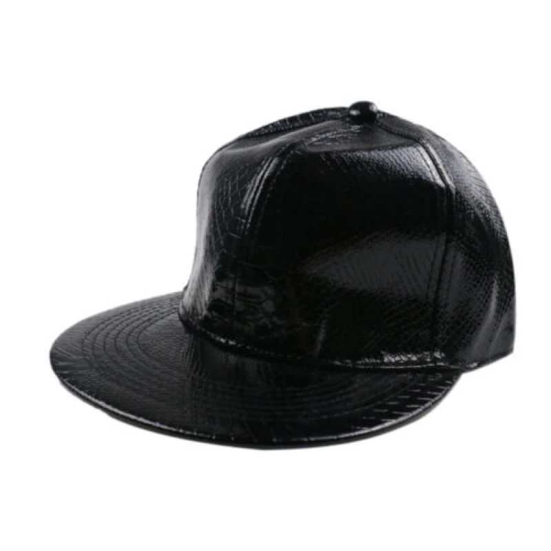 Hombres Mujeres Snapback Sombrero Color Sólido Gorras de Béisbol Ajustables PU Hip Hop Sombreros Foto 2 de 4