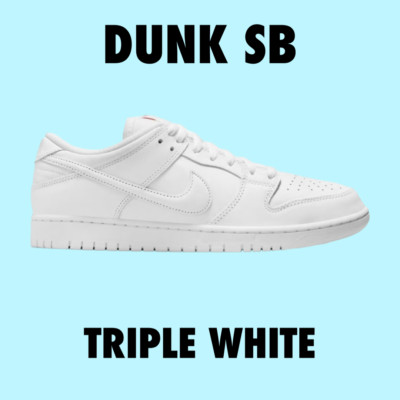 Nike SB Dunk Low Pro Triple White size 5 11 11.5 13 | eBay