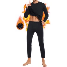 Men Long Sleeve Athletic Base Layer Underwear Shirt Tights Thermal Underwear Set