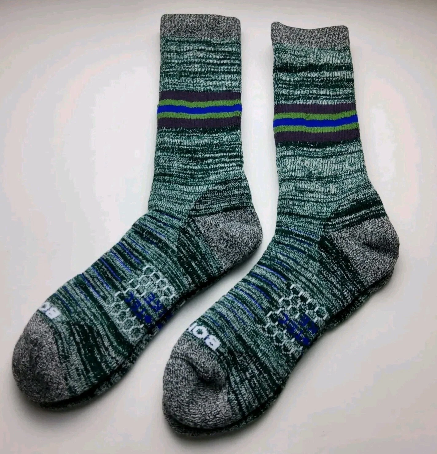 Bombas Hex Tec Hike Hiking Stripe Calf Socks Lot Of 2 Pairs Size L