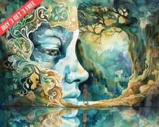 Fantasy Surreal face nature reflection 8x10 Print