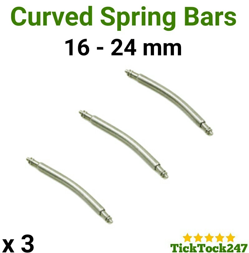 CURVED Watch Spring Bars Pins For Strap Bracelet Sizes 1624 mm UK