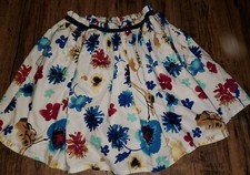 OshKosh White Teal Navy Blue Burgundy Flower Floral Skirt Size 12