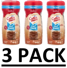 3 PACK - Coffee Mate Powder Coffee Creamer Fat Free Original 16 oz (Total 48 oz)