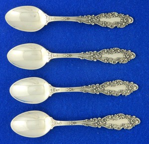 4 FOUR Gorham Luxembourg Sterling Silver Demitasse Spoons 4 1/8" 46 GR NO Mono