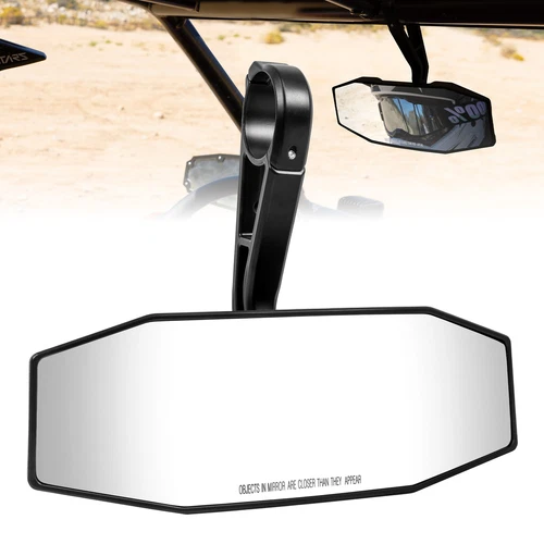 10"x3.5" Convex Rear/Side View Mirror For UTV ATV; 1.75" Bar Clamp Mount