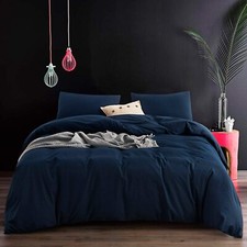 ECOCOTT 100 Washed Cotton 3 Piece Bedding Set 1 Duvet Cover with Zipper and ...
