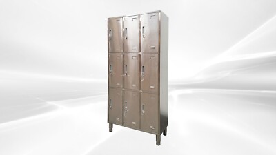 NEW Stainless Steel Locker 9 Door Commercial Warehouse Office Storage- Assembled