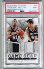 2013 Panini Titanium Tim Duncan/ T. Splitter Game Gear Duals - PSA 9 /155
