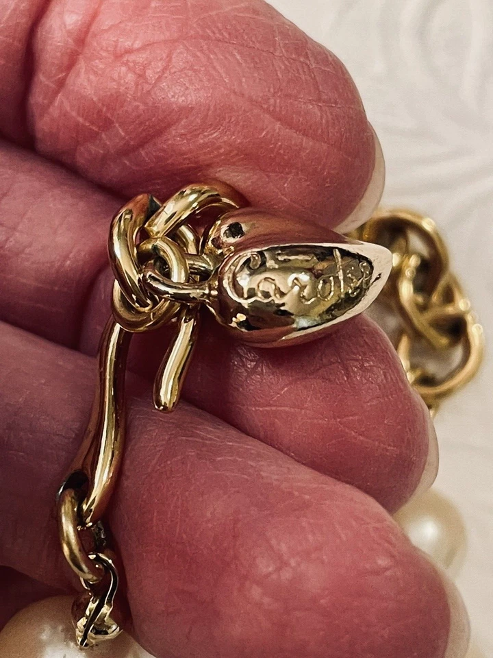 Collar Gargantilla Carolee con Dije de Corazón Cuentas Blancas 18" Clásico Delicado Foto 3 de 4