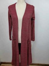 LuLaRoe Sarah Cardigan Sweater, Size XS NWT Geometric Striped Red/Orange Black