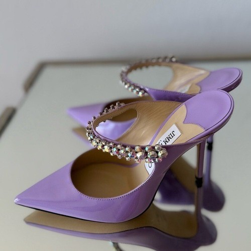 Nuevo JIMMY CHOO Bing 100 mulas de charol adornadas con cristal lila $1,095 - Imagen 15 de 16