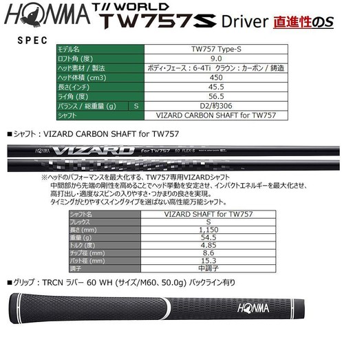 HONMA Golf Tour World 2022 TW757 Type-S Driver 9.0 Vizard Graphite Shaft S-Flex - Picture 6 of 10