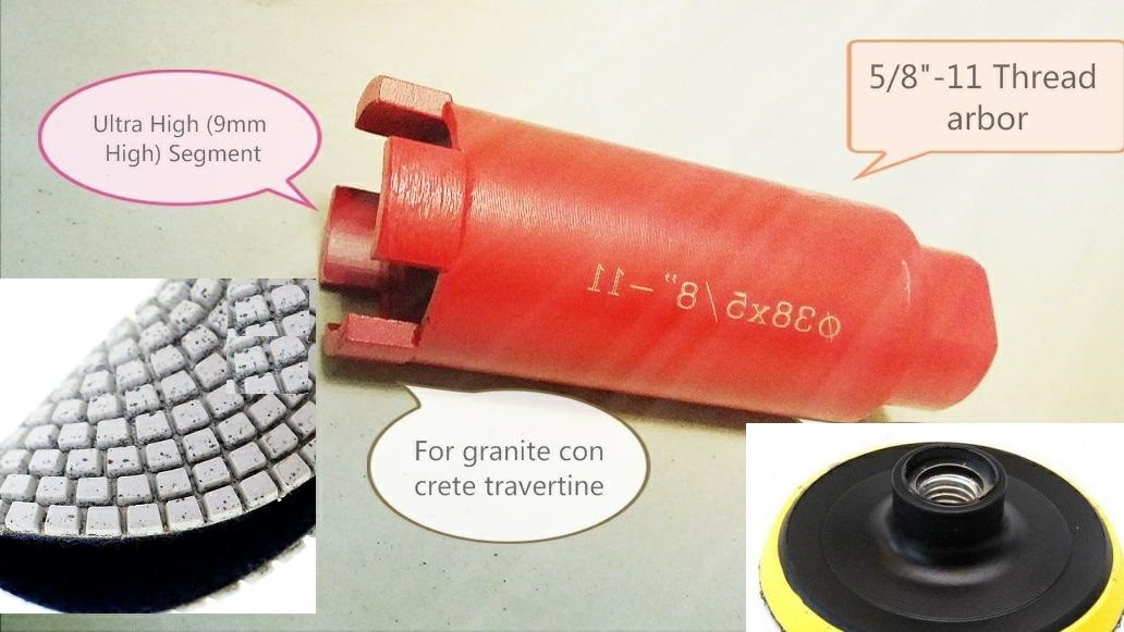 4" Diamond Polishing 9+1 Pad DAMO Buff 3&rdquo; sink hole cut Co