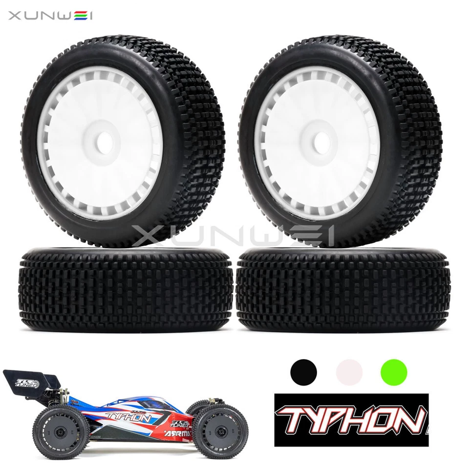 4pcs 17mm Hex Wheel Rim Tire Tyre for 1/8 RC ARRMA TLR TUNED TYPHON HSP Buggy - Image 4 of 4