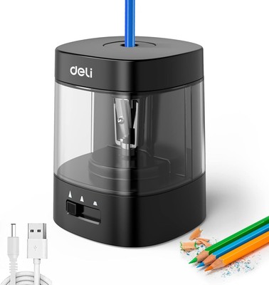 Deli Electric Pencil Sharpener, Automatic Pencil Sharpeners for No.2 Pencils Col
