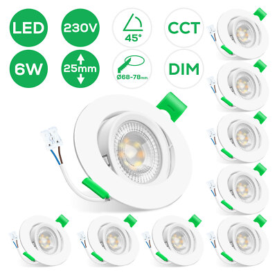 Schwenkbar LED Einbaustrahler Decken Spots Lampen 6W Einbau Leuchte ultra flach