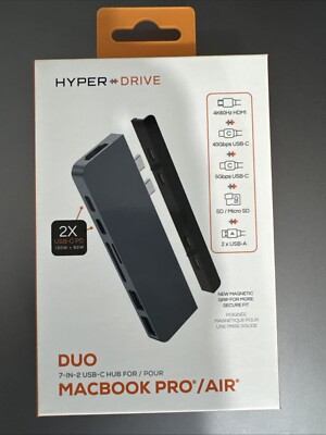 HyperDrive DUO USB-C 7-in-2 Hub Designed for MacBook Pro - Grey - HD28C-GRAY