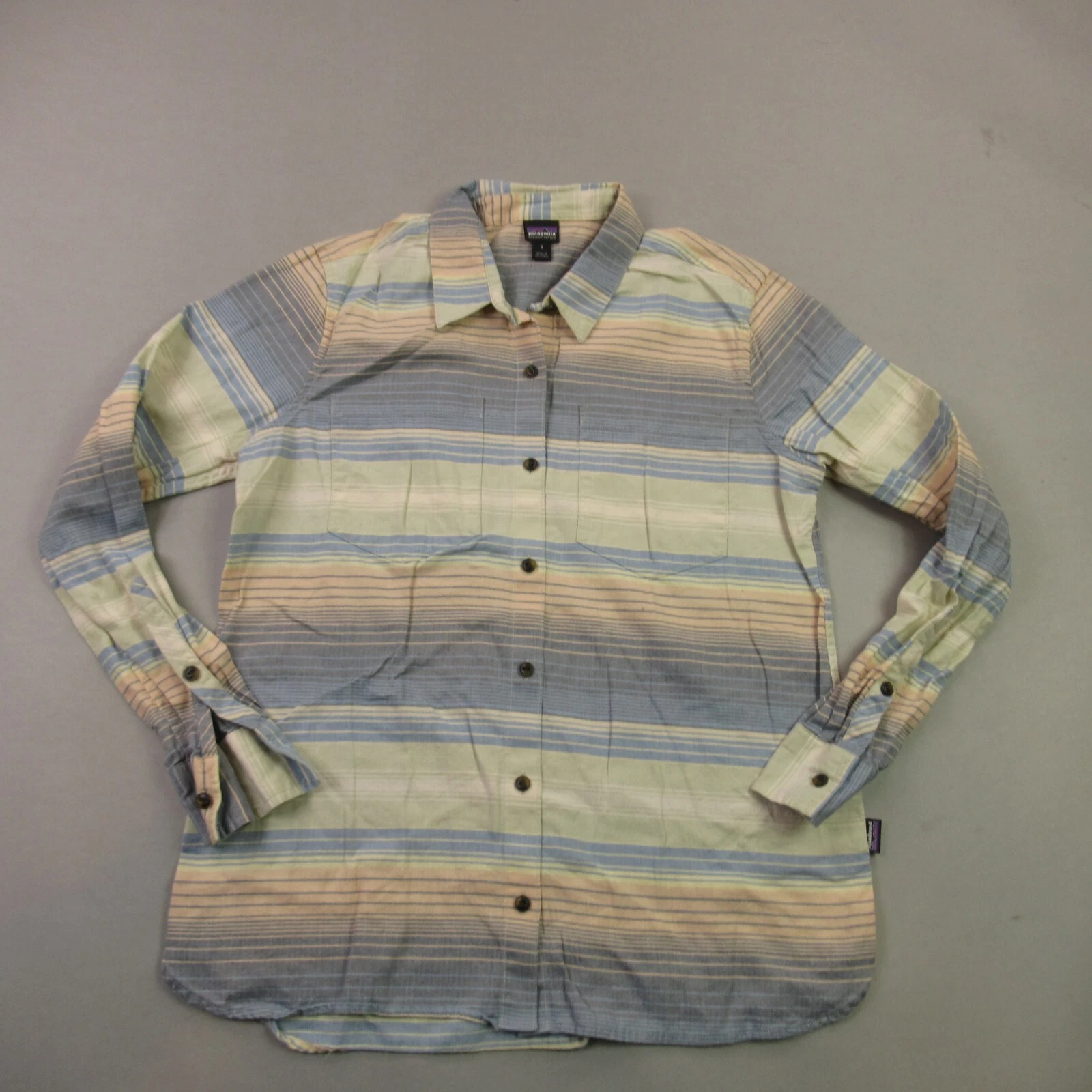 Patagonia Shirt Mens Small Button Front Long Sleeve Pocket Outdoor Stripes