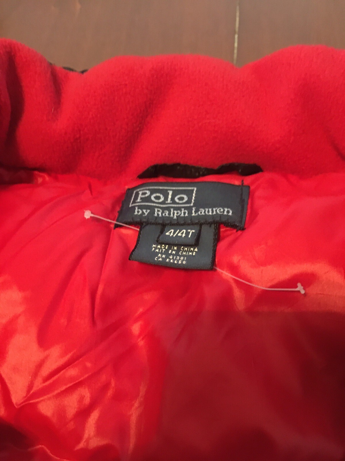 Polo Ralph Lauren Gilet Ragazzi 4 4T Rosso Nero Giacca Tampone Gilet Cerniera Grande Pony!