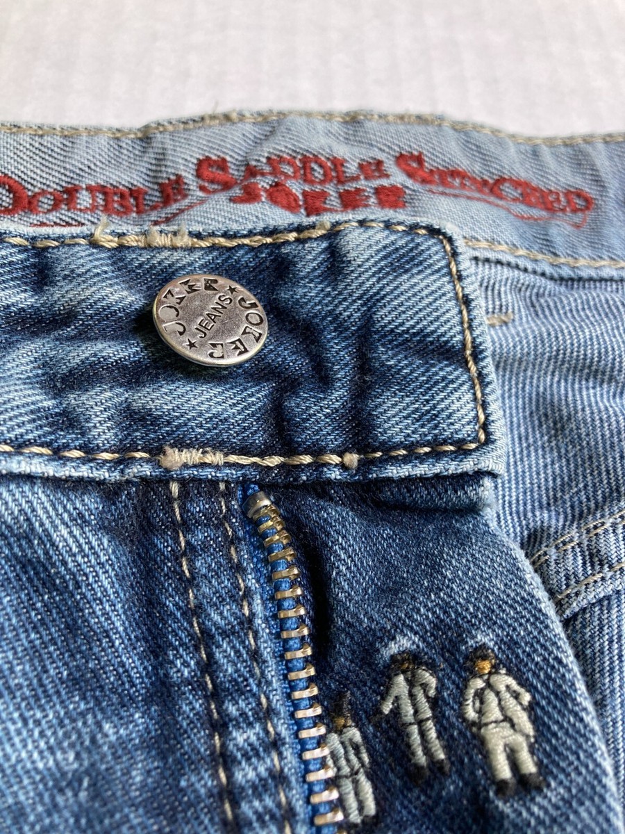 【Anyone more】25SS★ [MADE] Stitch Pocket Damage Denim PT Vtg Joker Double Saddle Stitched Jeans Mens 34 x 31 Denim
