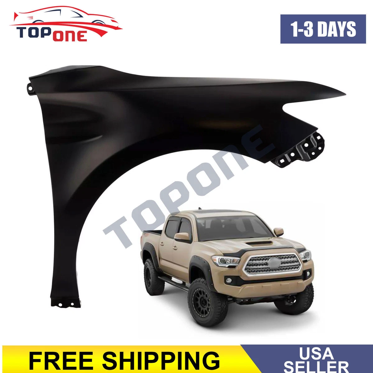 AM-Auto Front Passenger Right Fender For Toyota Camry 2007-2011 - Steel, Unfinished Primed, Direct Replacement, TO1241211/5380106110