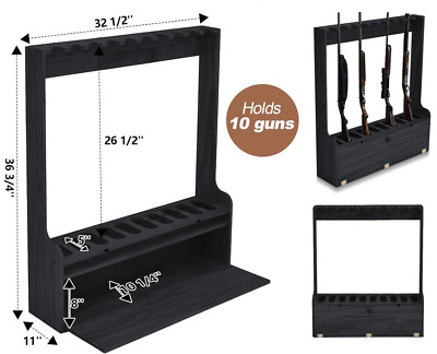 Rifle Shotgun Gun Rack Holds Organizer Stand Wooden Display Storage Up to10 Guns