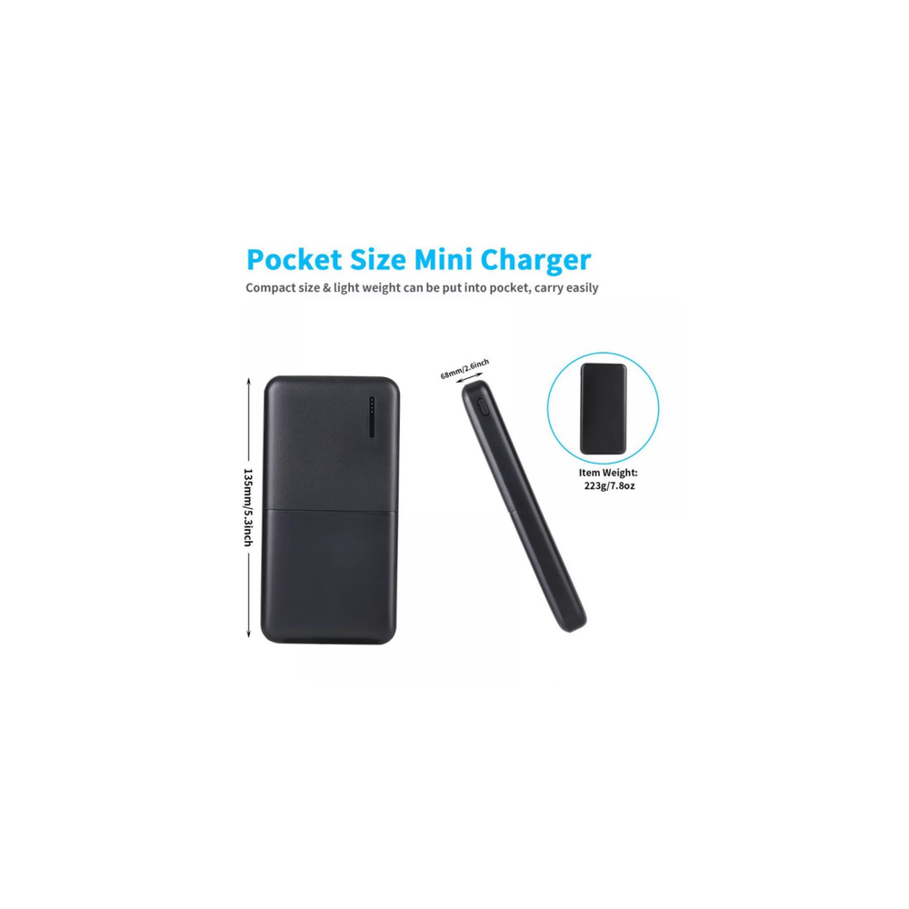Fast Charging Power Bank with Dual USB Outputs & Type C/Micro Inputs for iPhone & Android